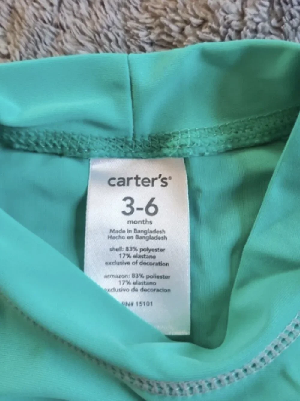 Carter's Baby Boy 3-6M Rashguard Short Sleeves